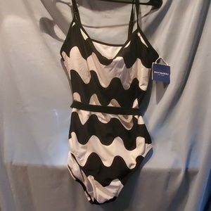 Brand New Bathing Suit! B/W with a belt